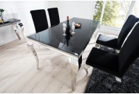 Table de salle à manger 180cm, design baroque en noir et argent