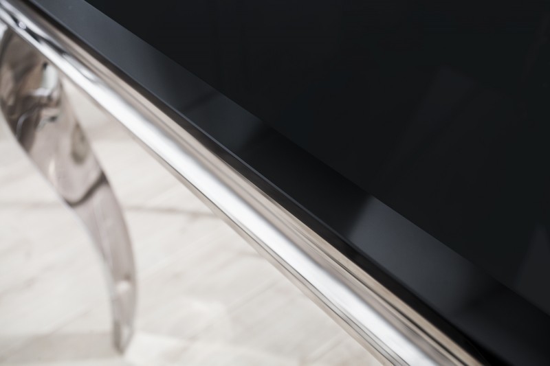 Table de salle à manger 180cm, design baroque en noir et argent