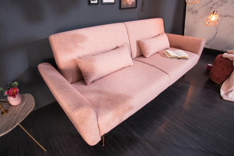 Canapé-lit convertible de 208cm coloris vieux rose