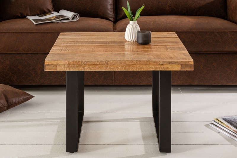 Table basse carrée en bois massif 60cm coloris naturel