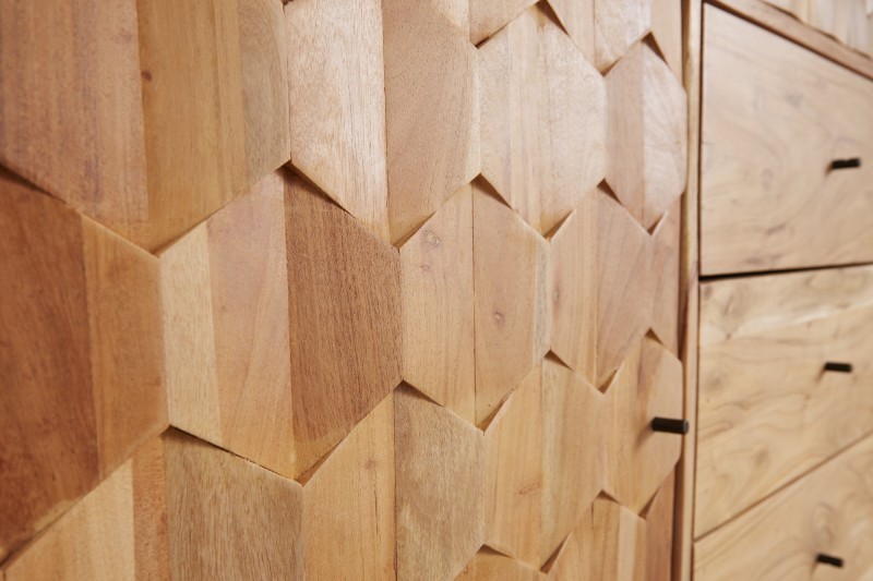 Bahut en bois massif de 140cm coloris naturel