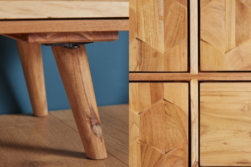 Bahut en bois massif de 140cm coloris naturel