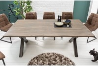Table à manger en bois massif de 160cm coloris gris