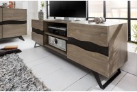 Meuble TV de 160cm en bois massif coloris gris