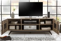 Meuble TV de 160cm en bois massif coloris gris