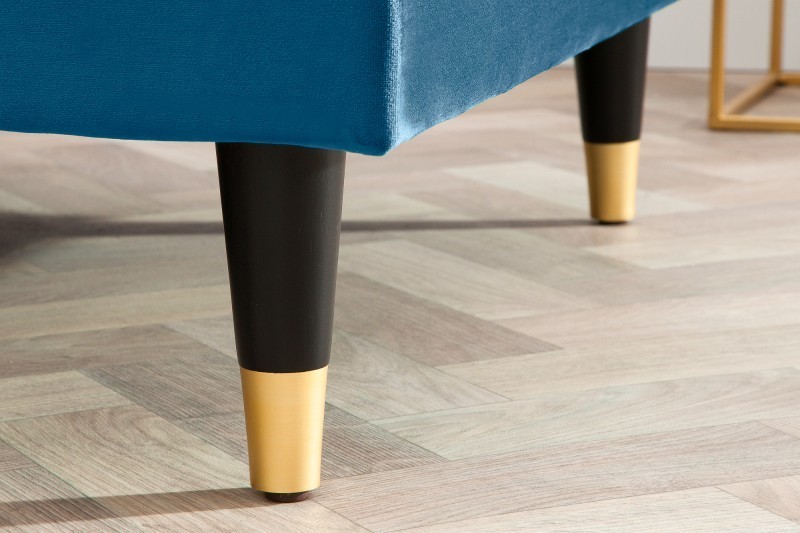 Canapé d'angle VELVET design capitonné coloris bleu foncé