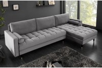 Canapé d'angle VELVET design capitonné coloris gris