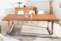 Table à manger 220x80 cm en bois massif avec piètement en métal