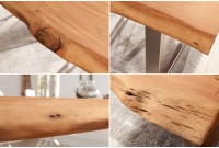 Table à manger 220x80 cm en bois massif avec piètement en métal