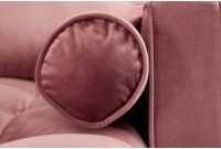 Canapé d'angle VELVET capitonné coloris rose foncé