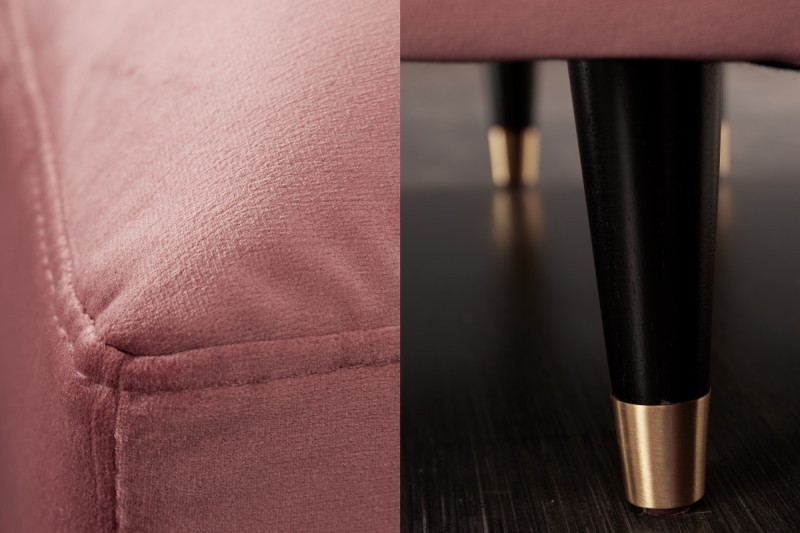 Canapé d'angle VELVET capitonné coloris rose foncé