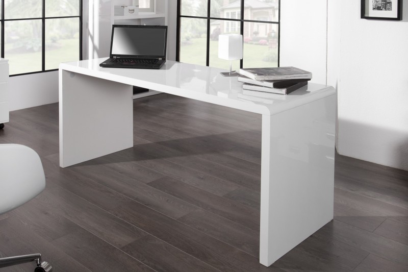 Bureau Blanc Brillant 160 cm