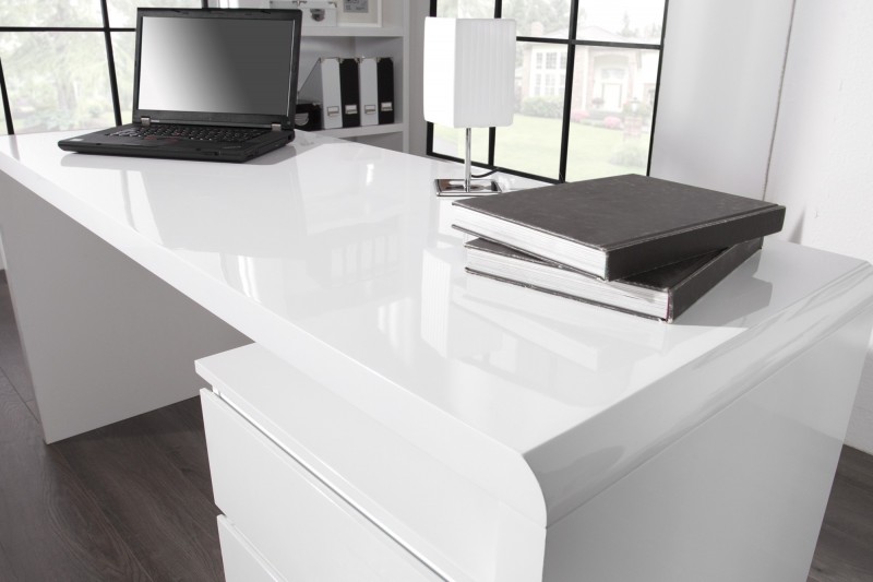 Bureau Blanc Brillant 160 cm