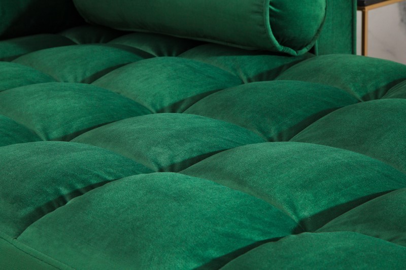 Canapé d'angle VELVET capitonné coloris vert émeraude