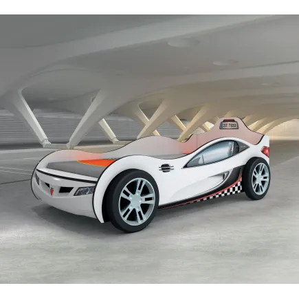 Lit voiture de course pour enfant coloris blanc 2