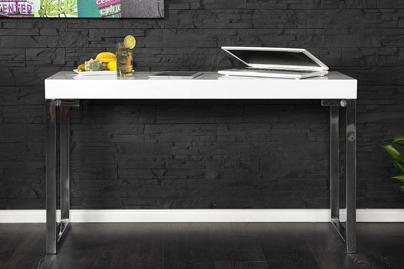 Bureau design 120 cm coloris blanc laqué