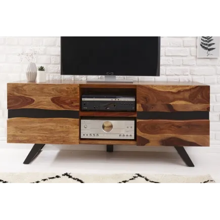 Meuble TV en bois massif coloris naturel 2