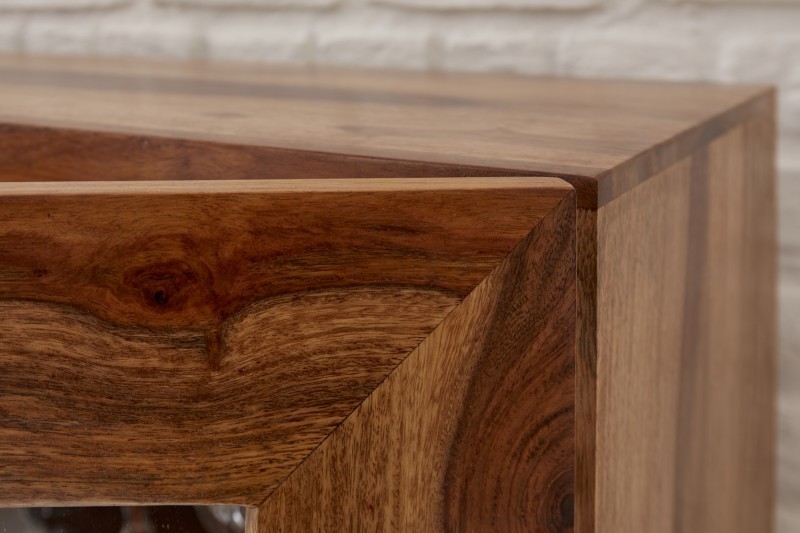 Vitrine design en bois massif coloris naturel