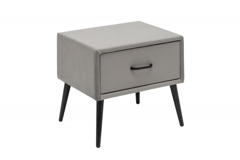 Table de chevet en velours coloris gris argenté