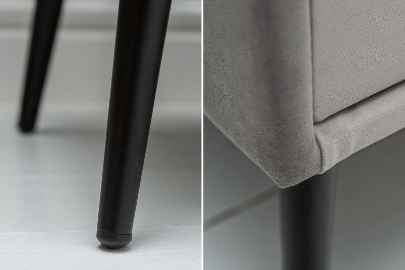 Table de chevet en velours coloris gris argenté