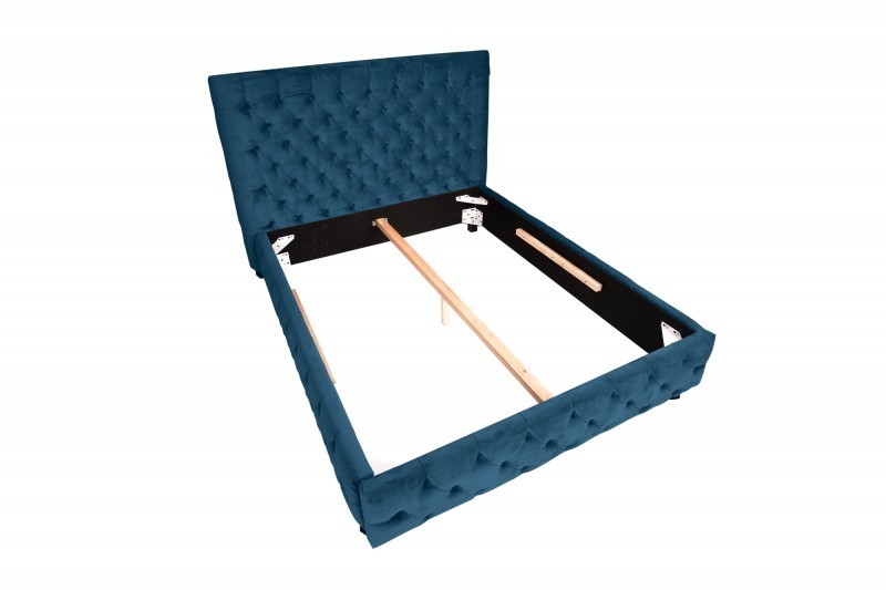 Lit 160 x 200 cm design baroque coloris bleu foncé Lit 160 x 200 cm design baroque coloris bleu foncé