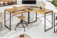 Bureau d'angle design industriel coloris chêne