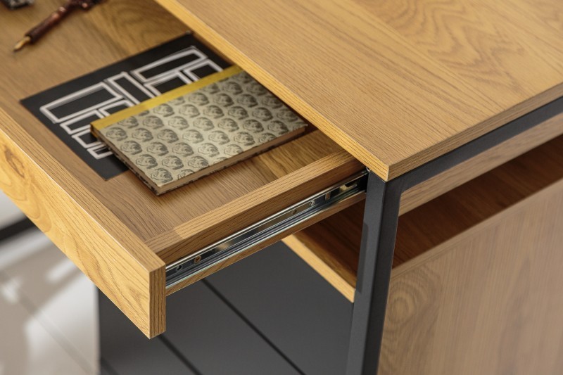 Bureau d'angle design industriel coloris chêne