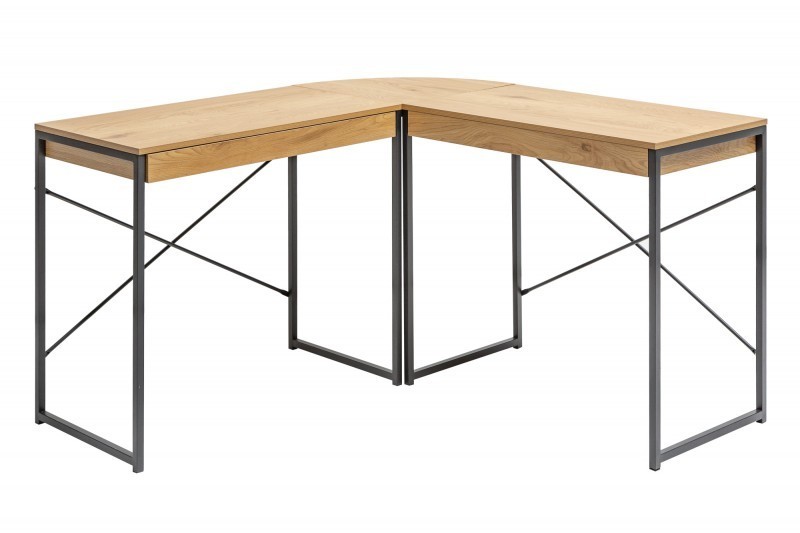 Bureau d'angle design industriel coloris chêne