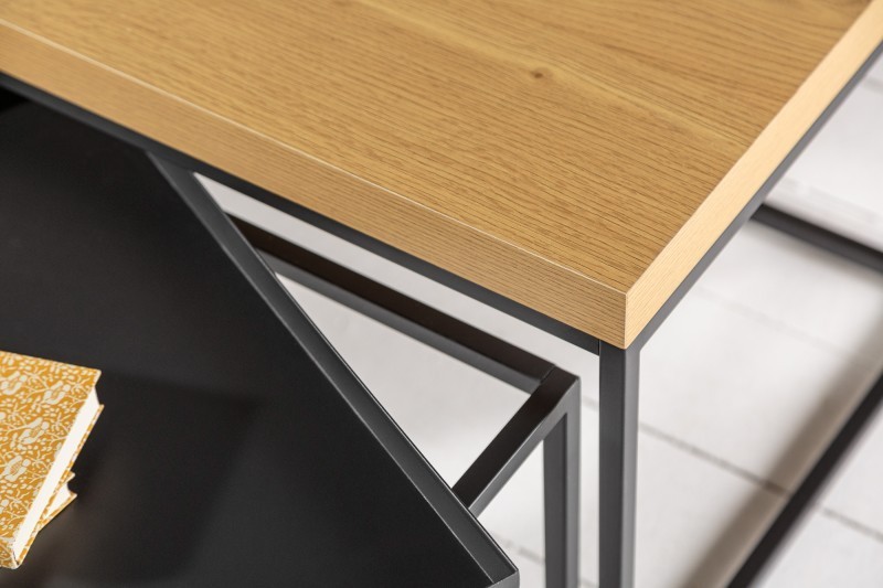 Ensemble de 3 tables basses coloris noir et chêne