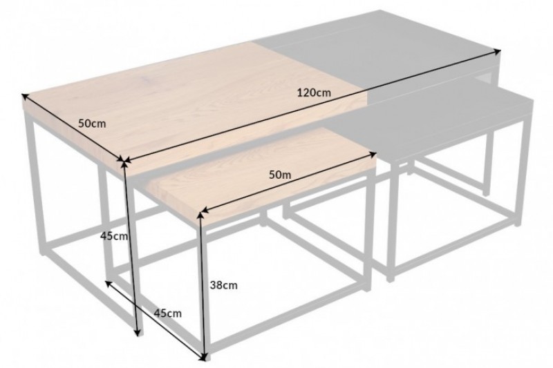 Ensemble de 3 tables basses coloris noir et chêne
