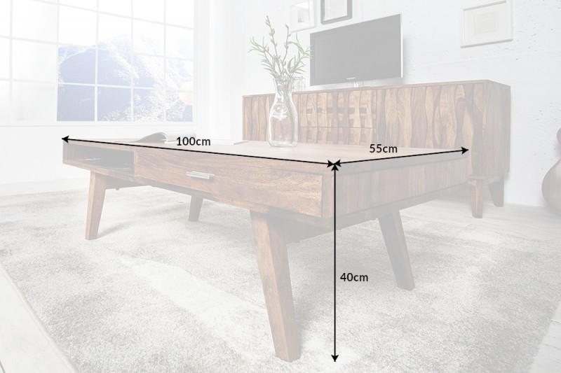 Table basse en bois massif design scandinave