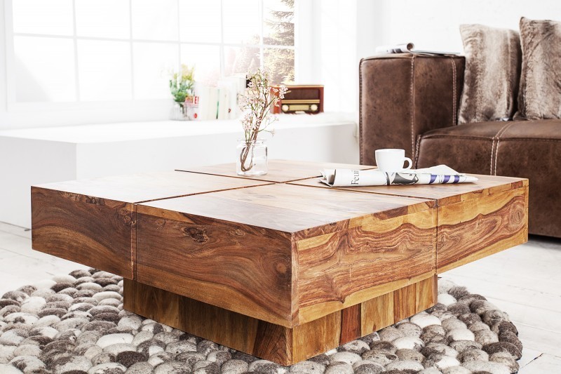 Table basse carrée de 80cm en bois massif