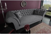 Canapé 230cm design capitonné coloris gris