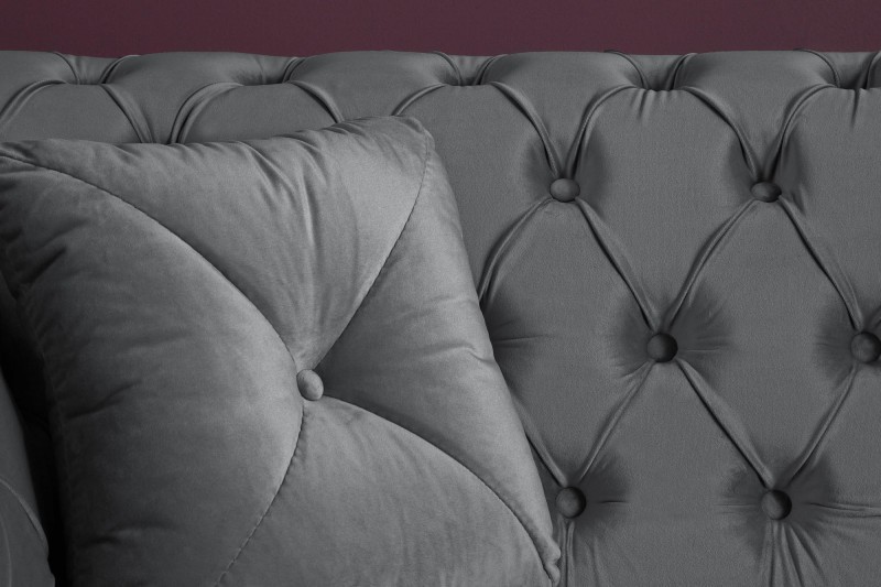Canapé 230cm design capitonné coloris gris