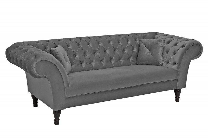 Canapé 230cm design capitonné coloris gris