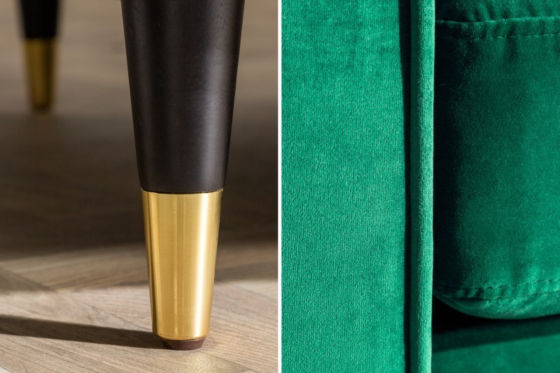 Canapé 225cm en velours coloris vert émeraude