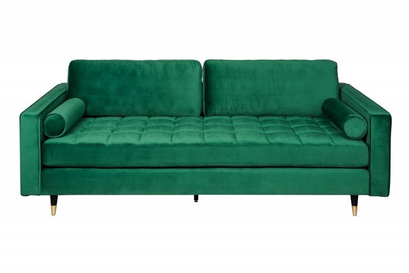 Canapé 225cm en velours coloris vert émeraude