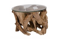 Table basse ronde design en bois massif