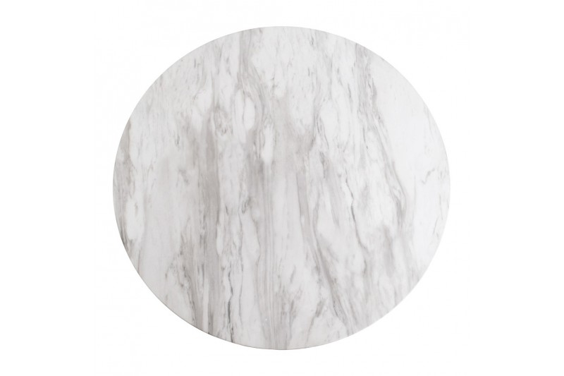 Table à manger ronde 110cm aspect marbre coloris gris