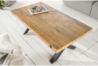 Table basse 110cm en bois massif design industriel