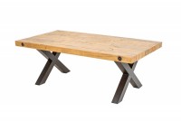 Table basse 110cm en bois massif design industriel