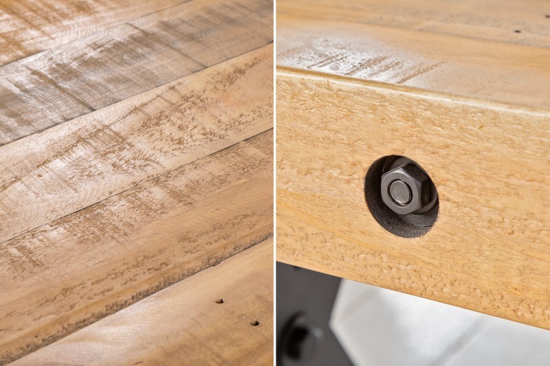 Banc de 200cm en bois massif design industriel