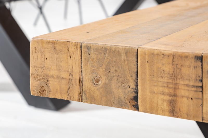 Banc de 200cm en bois massif design industriel