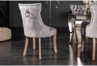 Chaise de table à manger capitoné en velours coloris gris