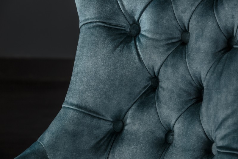 Chaise de table à manger en velours coloris pétrole