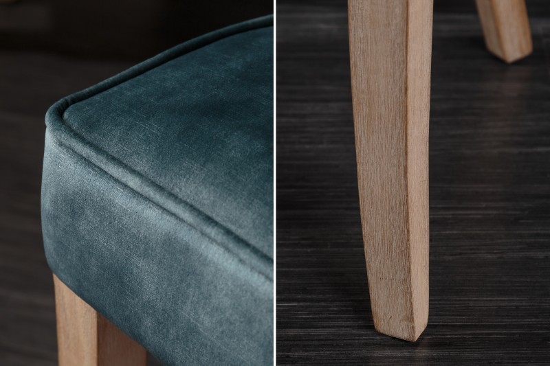 Chaise de table à manger en velours coloris pétrole