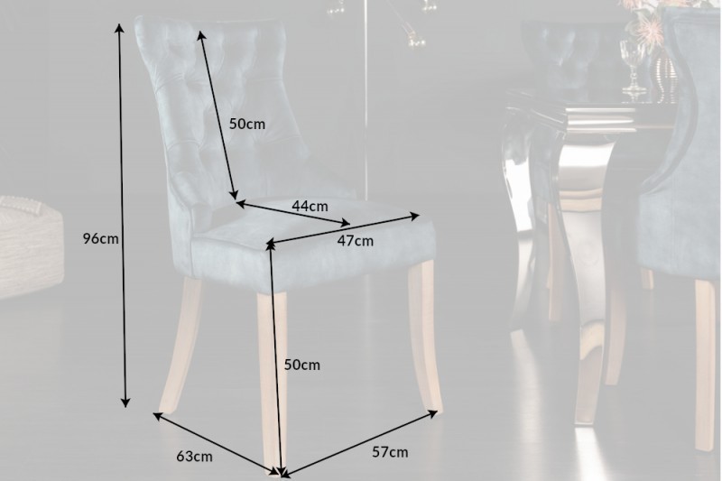 Chaise de table à manger en velours coloris pétrole