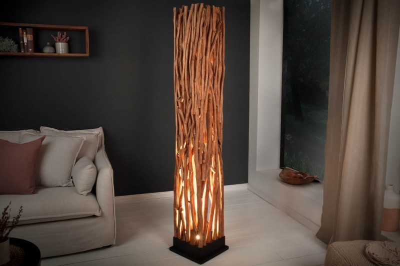 Lampadaire 175cm design en bois longane