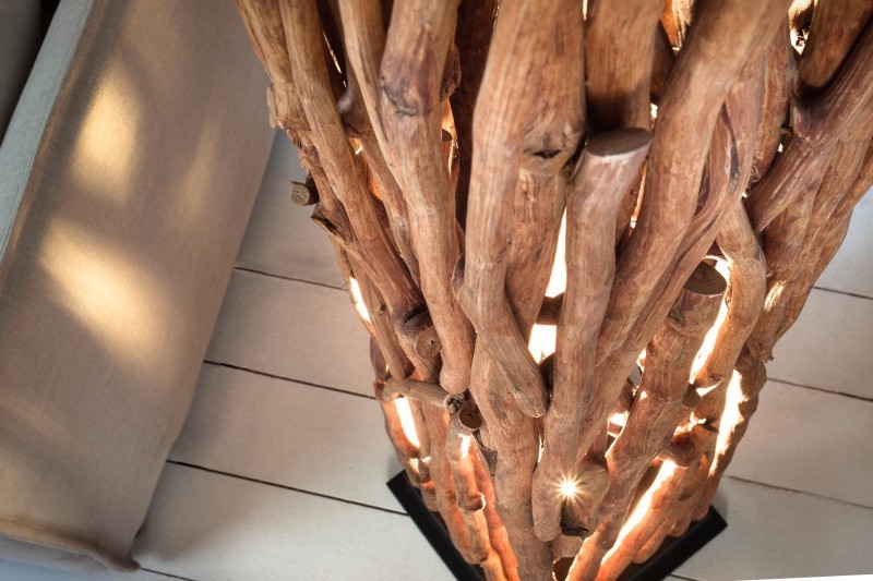 Lampadaire 175cm design en bois longane