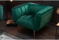 Fauteuil en velours coloris vert émeraude